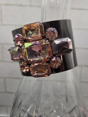 1292. Crystal Cluster Wide Cuff Bracelet